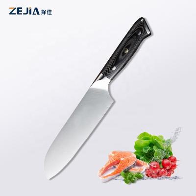 China Sustainable High Quality Germany 1.4116 Carbon Steel 7 Inch Santoku Knife With Paka Wood Handle Chef Knife for sale