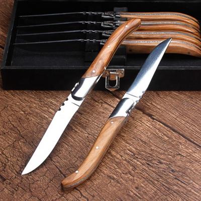 China France Quality4.5inch Steak Knife Handle Bee Steak Knife and Fork Food Sustainable High Wooden Western Cutlery Tableware Set for sale