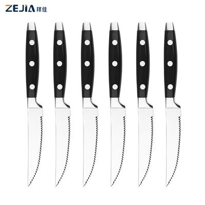 China Modern Sustainable Restaurants Stainless Steel Serrated Steak Knives For Beef Cuting Knife Knife Set Of 6 Pieces for sale