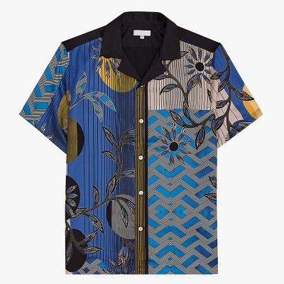 China Custom Digital Print Shirt Anti-pilling Organic Cotton Short Sleeve Worked Collar Graphic Mens Shirts for sale