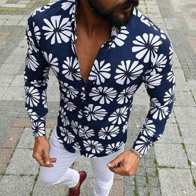 China Wholesale Men's Anti-pilling Shirt Digital Printing Long Sleeve Hawaiian Shirt Floral Casual Wear for sale