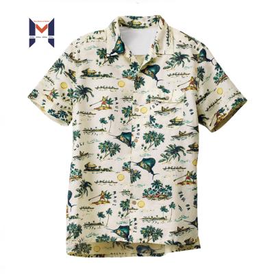 China 2021 New Anti-pilling Design Rayon Hawaiian Shirt Digital Printing Summer Men Shirt for sale