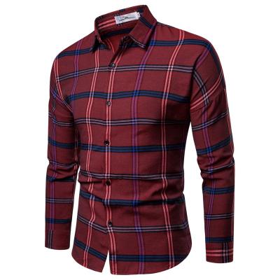 China Anti-pilling Plaid CVC Work Shirt For Men Soft&Breathable Long Sleeve Work Casual Convenient Mens Shirts for sale