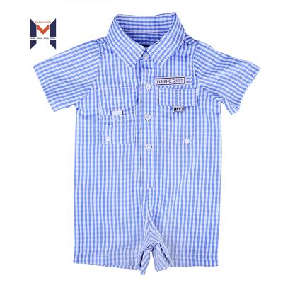 China New Design Cute Baby Check Overalls Shirt With Snap Fastener for sale