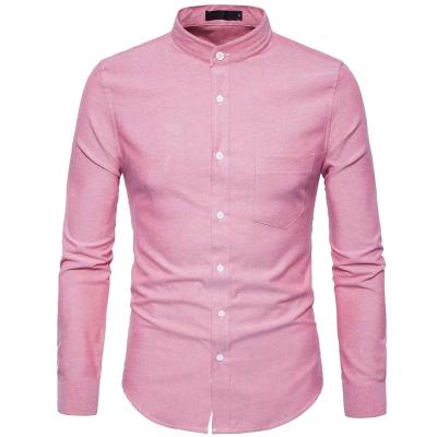 China Anti-pilling Black Pink Color Oxford Custom Men Slim Fit Collar Casual Shirt Long Sleeve Business Office Formal Shirt for sale