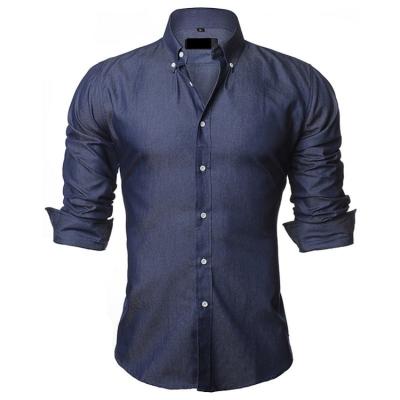 China Anti-pilling men's casual slim fit stylish wash denim shirt long sleeves denim fashion shirts for men for sale