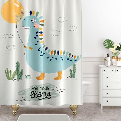 China AMZ Sustainable Hot Customizable Bathroom Waterproof Digital Printing Shower Curtain Curtains With Hook For Bathroom Wet Dry Partition for sale