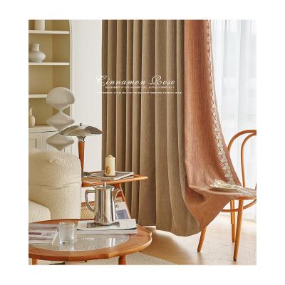 China Design Luxury High-end Sun-proof Curtain Blackout Blackout Main Living Room Decorate Rodless Embroidered Window Curtains for sale