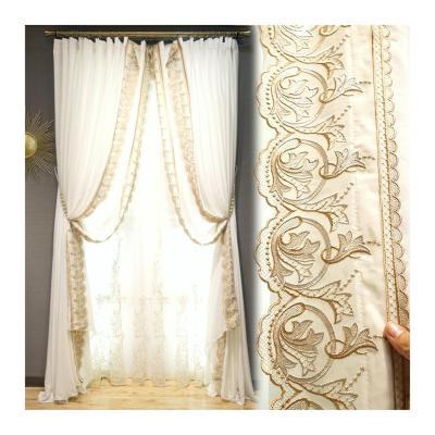 China Amazon Hot Selling Light Comfortable Customized Luxury Design Embroidered Sheer Curtains Without Rod Window Curtain For Living Room Bedroom for sale