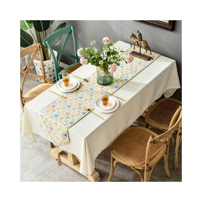 China Luxury Designed Oilproof Light Polyester Cotton Table Cloth Table Runner Set For Wedding Party Christmas Festival Decoration for sale