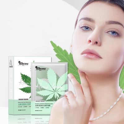 China Nourishing Private Label Cosmetics Whitening Moisturizer Hemp Leaf Repair Cbd Sheet Facial Mask for sale