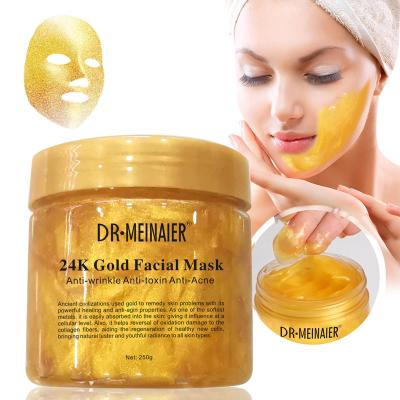 China OEM Wholesale Sleep Crystal Anti Aging Whitening Organic Skin Care 24k Gold Collagen Nourishing Gold Face Mask for sale