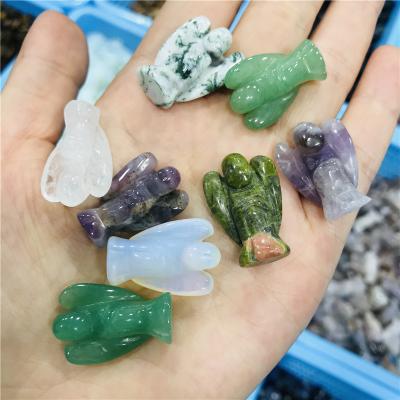 China China Wholesale Cute Crystal Carved Mini Angel Healing Quartz Gemstone Mixed Crystal Crafts Figurines For Gifts for sale