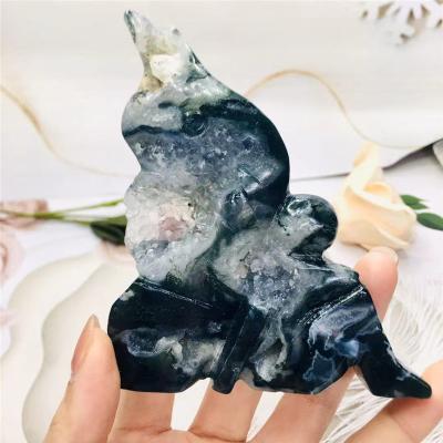 China China Wholesale Natural Agate Crystal Hand Carved Fairy Moss Carving Butterfly Fairy Crystal Statue For Healing for sale