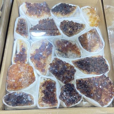 China Ore Rough Specimen New Arrivals From China Crystal Citrine Cluster With Box Natural Yellow For Sale for sale