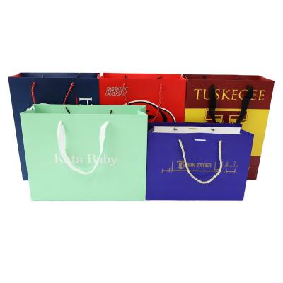 China Custom LOGO Recyclable Gift Packaging Shopping Bag Recyclable With Your Own Logo Printed To Handle Paper Bag for sale