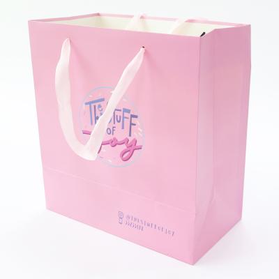 China Recyclable Custom Made Rose Printed With Logo Luxury Kraft Paper Bag With Handle Green Jewelry Shopping Gift Jewelry Paper Bag for sale