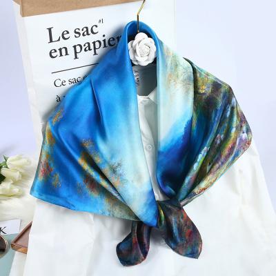 China Satin Square Edge Printing Yiwu 90X90 Square Hijab Vintage Silk Scarf 2023 Head Women for sale