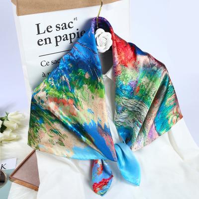 China Logo Luxury Scarf Silk Scarves Custom Made Square Loose Popular Scarf Women Hijab for sale