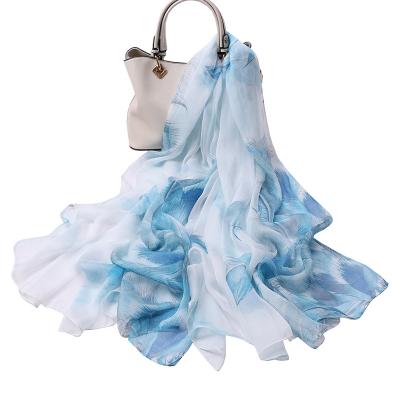 China Digitally Printed Chiffon Summer Factory Made Silk Long Scarf With Long Waist Design for sale