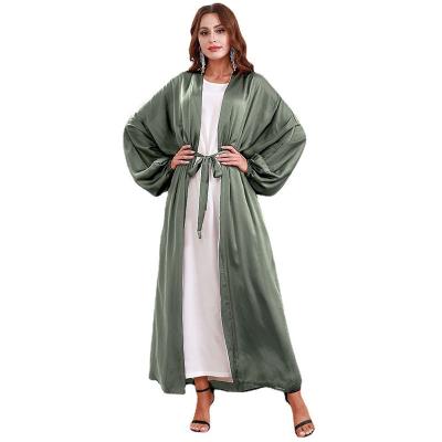 China Hot Sale Custom Made High Quality Islamic Clothing Modest Abaya Long Sleeve Satin Polyester Muslim Dresses for sale