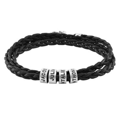 China Mens TRENDY Personalized Bracelet with Small Beads Custom Made in Sterling Silver for sale