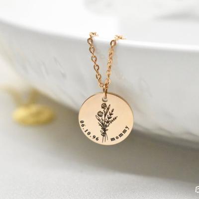 China TRENDY Gold Filled Jewelry 925 Sterling Silver Custom Birth Flower Necklace For Mothers Day Gifts Chain Collana for sale