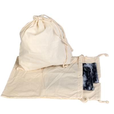 China Recyclable organic cotton drawstring bag, cotton pouch for sale