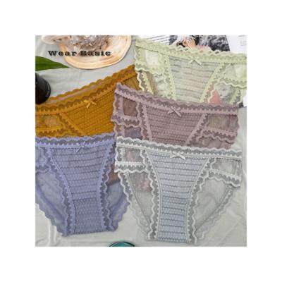 China Newest Lace Panties Lingerie Many Color Antibacterial Spandex Custom / Sexy Nylon Lace Panties Underwear Women for sale