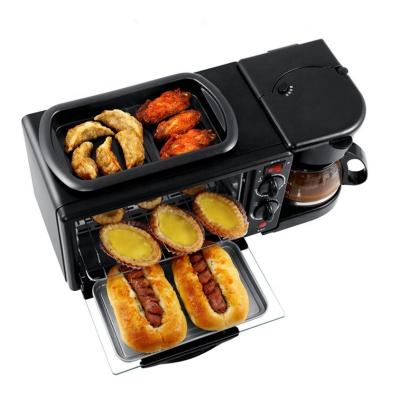 China Outdoor Multifunctional Breakfast Makers Horno 3 In 1 Automatic Electric Toaster Oven Bread Multi Function 3 In 1 Breakfast Makers for sale