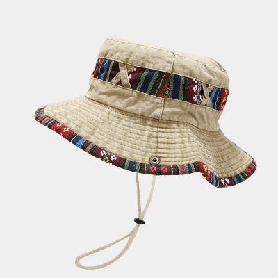 China Breathable Cotton Canvas Denim Bucket Hat Vintage Style 100% Nationality Outdoor Fishing Hiking Safari Boonie Hat. for sale