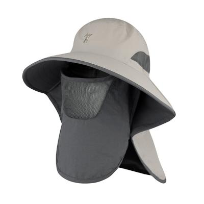 China Custom Bucket Hats 2021Outdoor Summer Anti Travel Breathable Sun UV Proof Hat With String Bucket Hat With Neck Shade Flap for sale