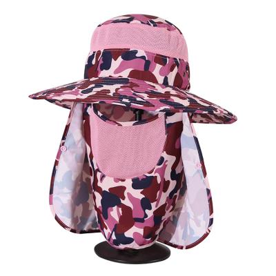 China Character Covers Summer 2021 Outdoor Travel Neck Cover Cap Anti UV Camouflage Bucket Hat Custom Made With String for sale