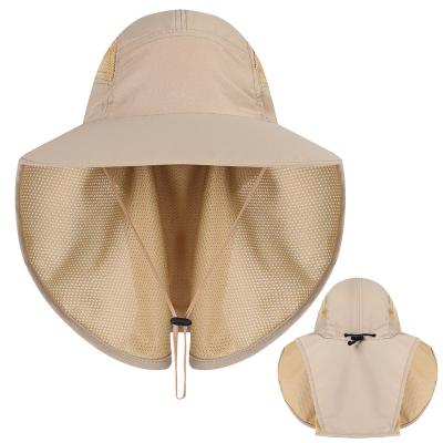 China Outdoor UV Protection Sun Hats Couples Light String Bucket Fishing Bucket Hat With Neck Cover For Men for sale