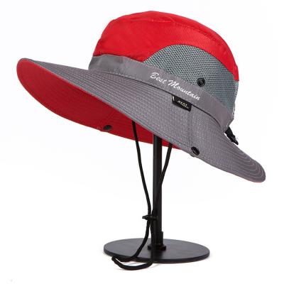 China Summer Breathable UV Protection Sun Fisherman Cap Mesh Wide Brim Bucket Hat With Custom Logo for sale