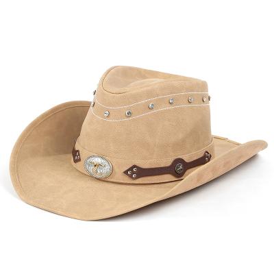 China Character Shapeable Indoor Cowboy Hat in Leather Western Hats Handcrafted Durable Leather Hats for Men's Women's 3