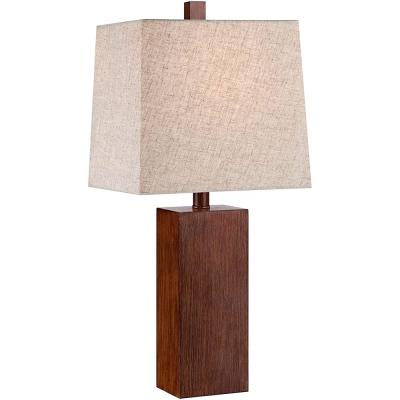 China Modern Tan Fabric Shade Wooden Textured Hotel Table Lamp JLT-4906 Wood Table Lamp for sale