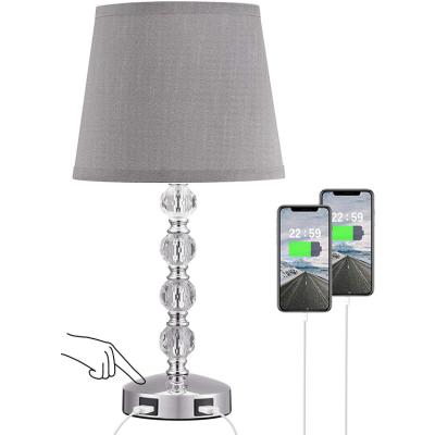 China JLT-9478 Touch Crystal 3 Way Dimmable Touch Table Lamp Modern Bedside Lamp With USB Ports For Bedroom for sale