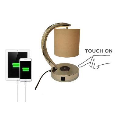 China JLT-9328 Contemporary Arc Desk Lamp with Dual USB Ports QI Charging Wireless Charger for Bedside Lighting for sale