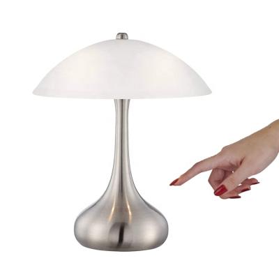 China JLT-T005 Contemporary Modern Bedroom Frosted Glass Shade Accent Touch Dimming 4 Step Table Lamp for sale