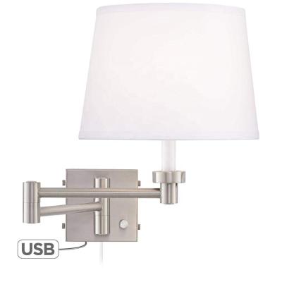 China Contemporary JLW-7633 Adjustable Bedroom Swing Arm Wall Lamp With Left USB Hotel Reading Bedside Fill Light for sale