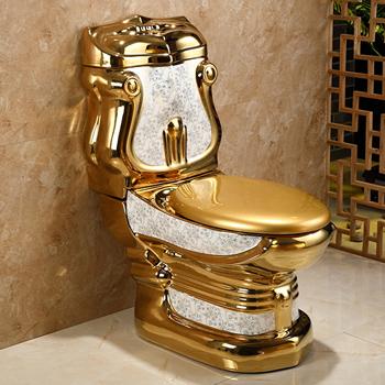 China Factory Wholesale Price China Chaozhou Double-Flow Two Pieces Gold Toilet Ceramic Washdown Siphonic WC One Piece Color For Sale for sale