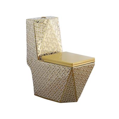 China Double-Flow Luxury Bathroom Gold Ceramic Toilet Bowl for sale