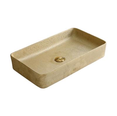 China Good Sale Art Sink Countertop Ceramic Sanitary Ware Gold Hand Sink for sale