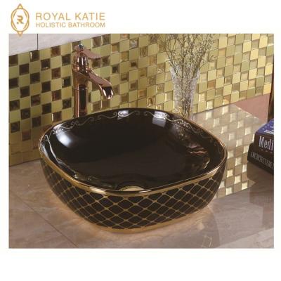 China New Design Modern Basin Cheap Price Bathroom Gold Basin Countertops Sink Ware Ceramic Material Wash Basin for sale