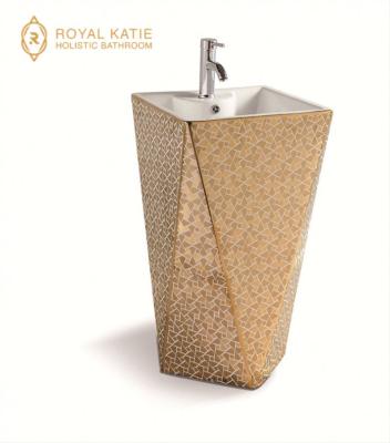 China Pedestal washbasin gold color sink for bathroom, wash sink for Kichen and bathroom for sale