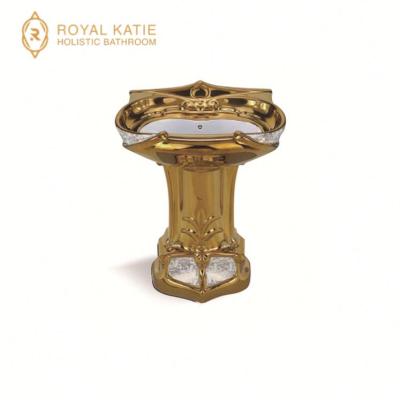 China Wash Basin Customize Gold Pedestal Wash Basin For Washing for sale