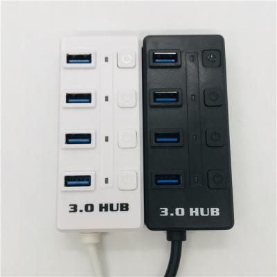 China With On/Off Button Computer Hub Usb 3.0 4 Port Usb Hubs With Power Swithes Transfer Data Usb Hub On/Off For PC And Laptop for sale