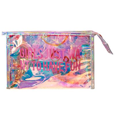 China Fashion Customized PVC Laser Makeup Travel Makeup Travel Wash Bag Transparent Cosmetic Bag Waterproof Bag for sale