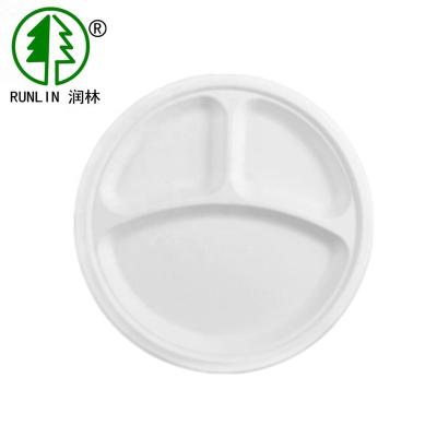 China Disposable 3 Compartment 100% Biodegradable Disposable Dish for sale